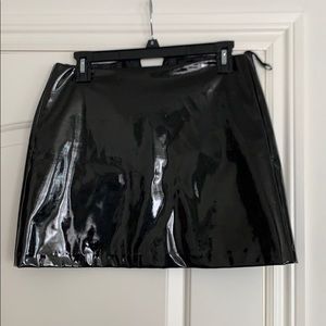 Black patent leather skirt